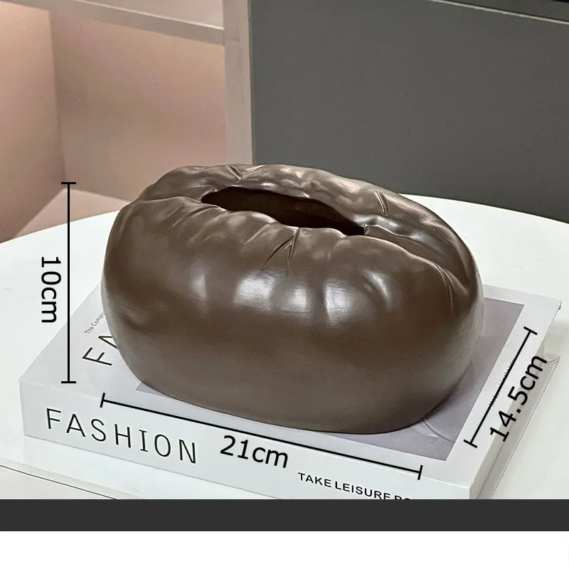 Afralia™ Ceramic Coffee Bean Tissue Box - Table Decoration & Paper Towel Case