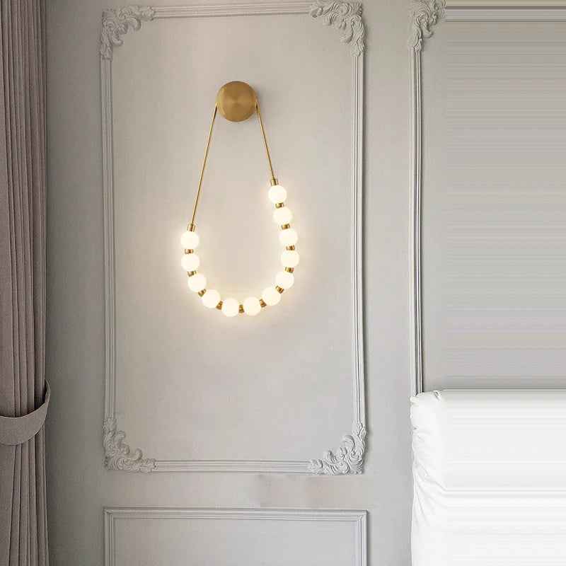 Afralia™ Black Gold LED Her Necklace Wall Lamp Sconce for Bedroom & Corridor
