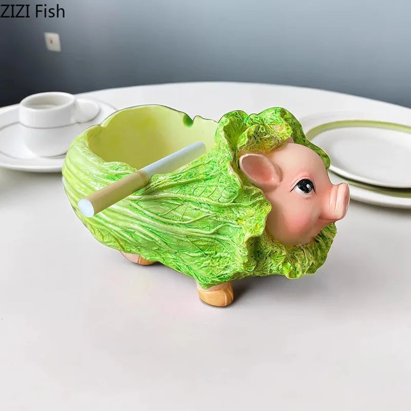 Afralia™ Cabbage Pig Ashtray: Creative Home & Office Smoking Accessory