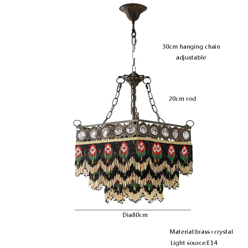 Afralia™ Black Rose Tassel Pendant Lights, Classic Retro Lustres for Living Room