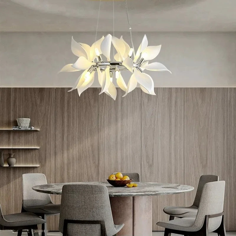 Nordic Ceramic Leaf Hanging Chandelier Pendant Lamp by Afralia™ - Creative Bedside LED Lighting