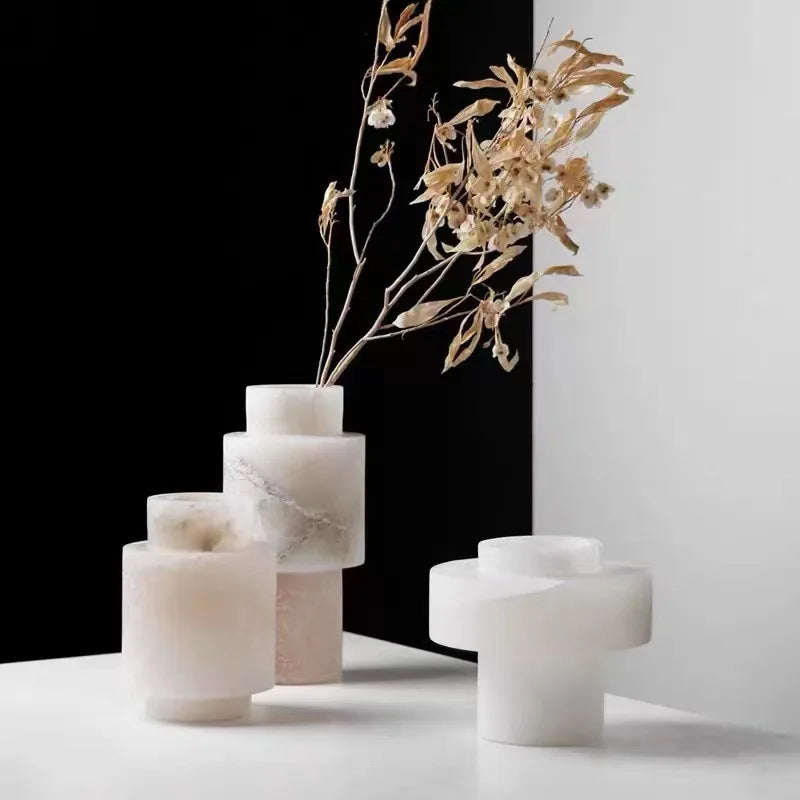 Afralia™ White Onyx Marble Vase: Luxury Nordic Home Decor & Flower Decoration