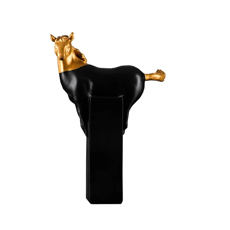 Afralia™ Golden Horse Abstract Sculpture: Elegant Running Horse Figurine for Home Decor