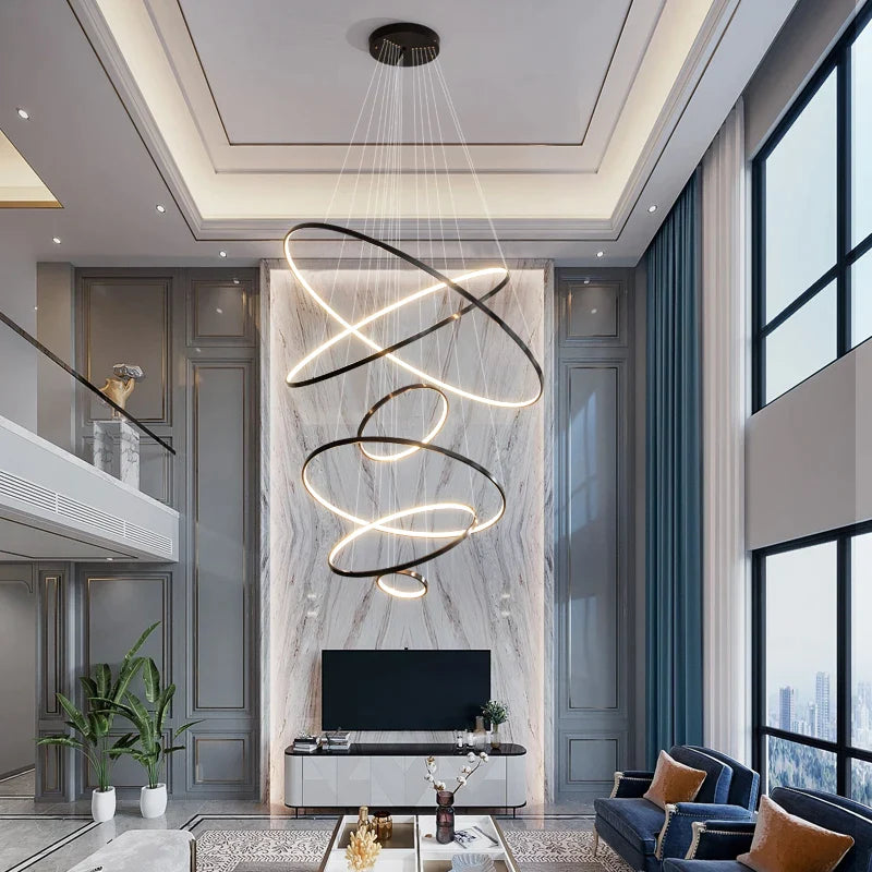 Afralia™ Copper Circle Chandelier: Modern Minimalist Luxury for Living Room, Restaurant, Villa Staircase