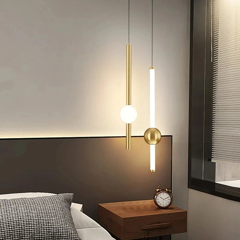 Afralia™ Black Gold Ceiling Pendant for Bedside Bedroom LED Modern Hanging Light