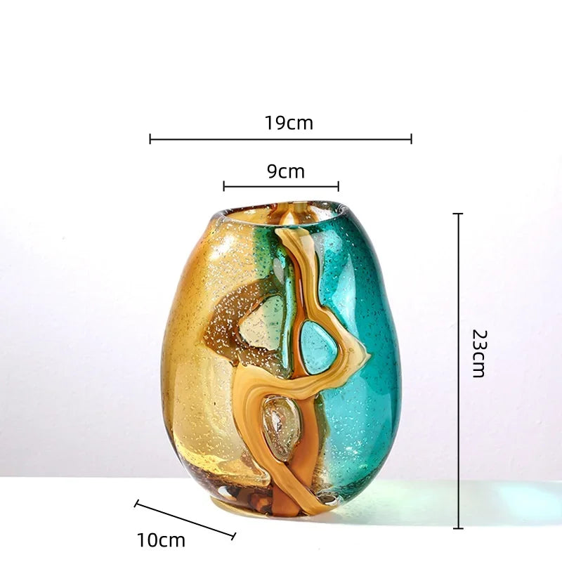 Afralia™ Abstract Ripple Glass Vase - Home Decor Hydroponic Flower Vase