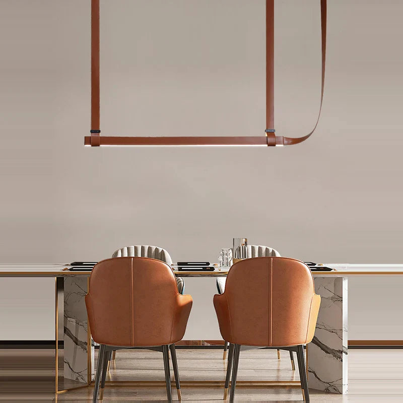 Afralia™ Art Deco Leather Belt Chandelier for Dinning & Living Room