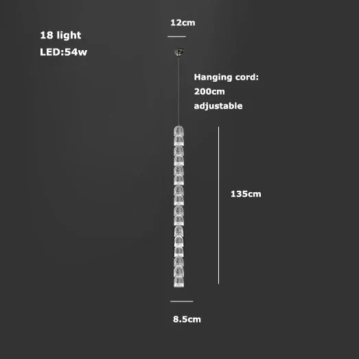 Afralia™ Crystal Bullet High Ceiling Chandelier for Living Room & Staircase