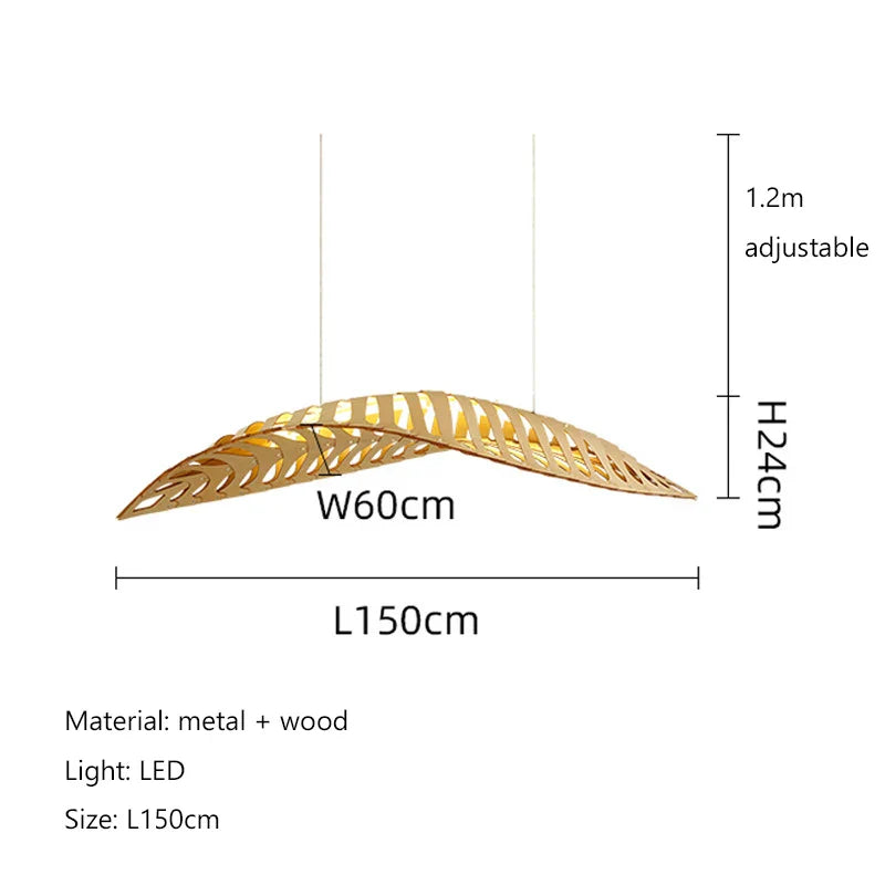 Afralia™ Wood Fish Bone Pendant Lamp for Living Room, Dining Room & Restaurant