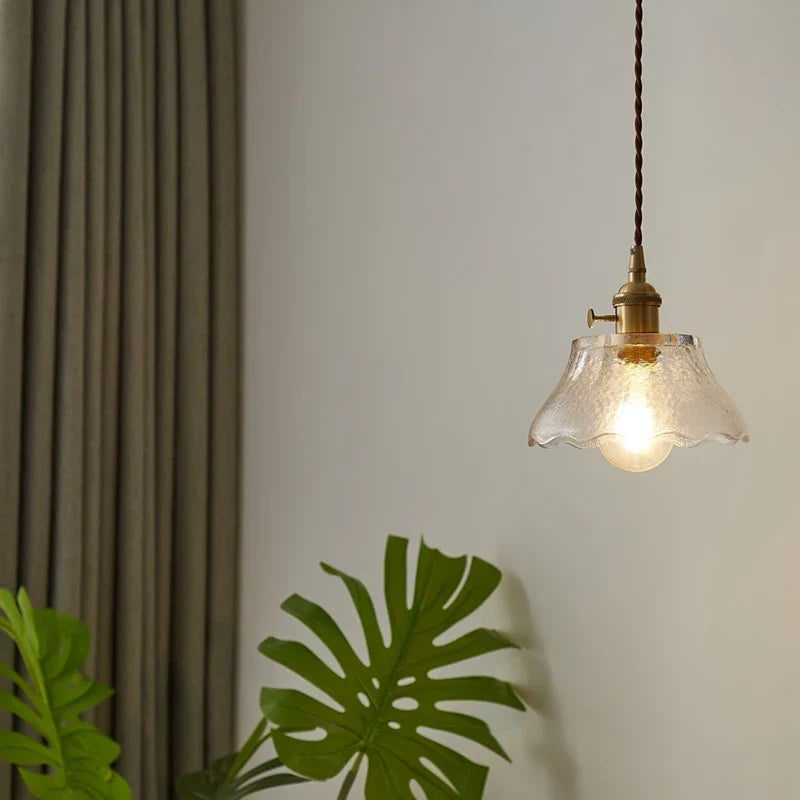 Afralia™ Copper Glass LED Pendant Lamp for Dining Living Room Bedroom Bar Nordic Style Hnaging Light