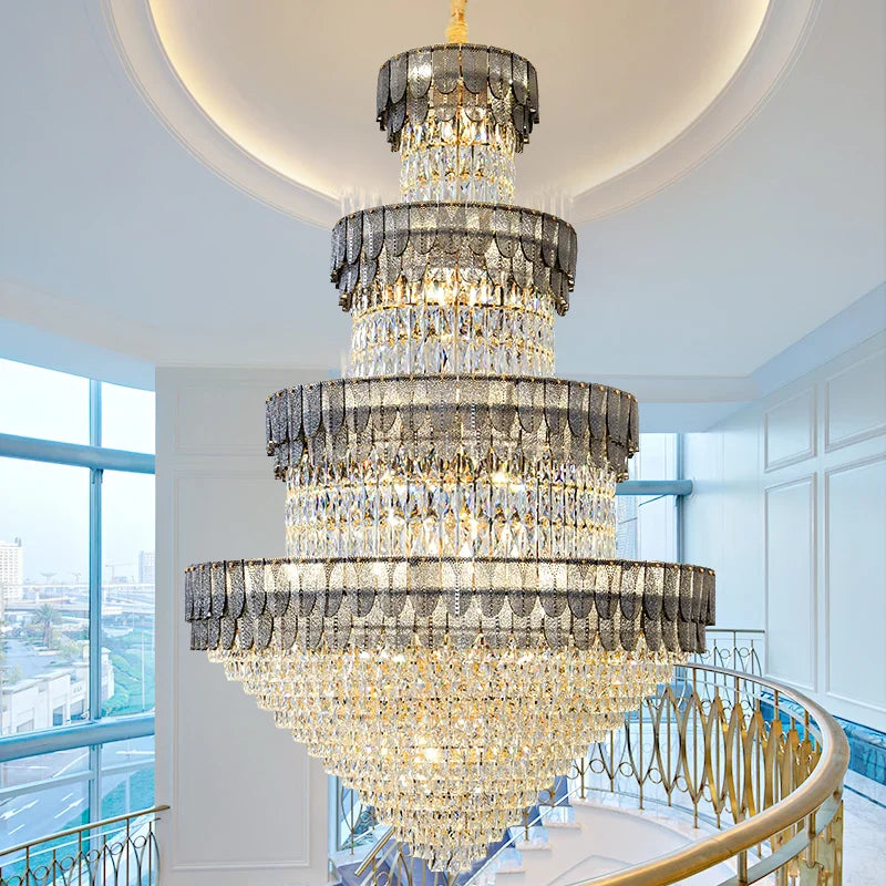 Afralia™ European-Style Duplex Villa Loft Crystal Chandelier - High-End Luxury Lighting Solution