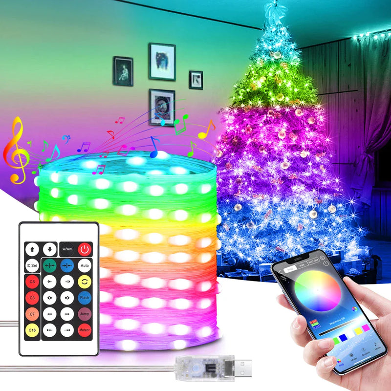 Afralia™ Smart LED String Lights: Bluetooth App Control, Waterproof Outdoor Fairy Lights for Decor.