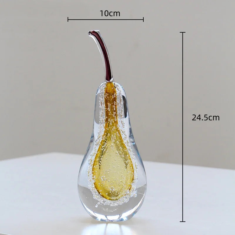 Afralia™ Crystal Glass Apple Pear Ornaments Home Decor Figurines