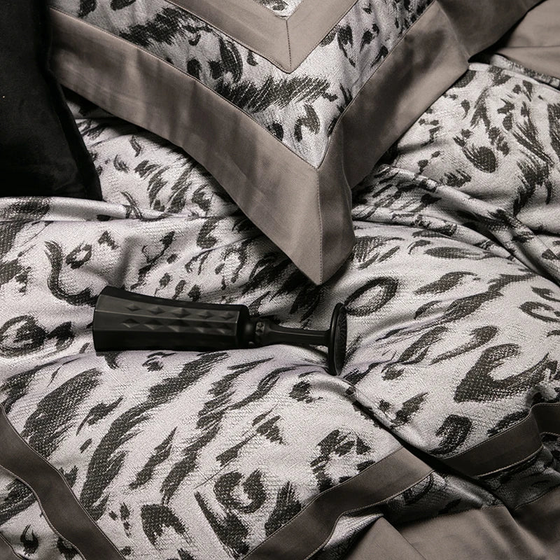 Afralia™ 1000TC Egyptian Cotton Zebra Print Bedding Set with Duvet Cover, Sheet, Pillowcases