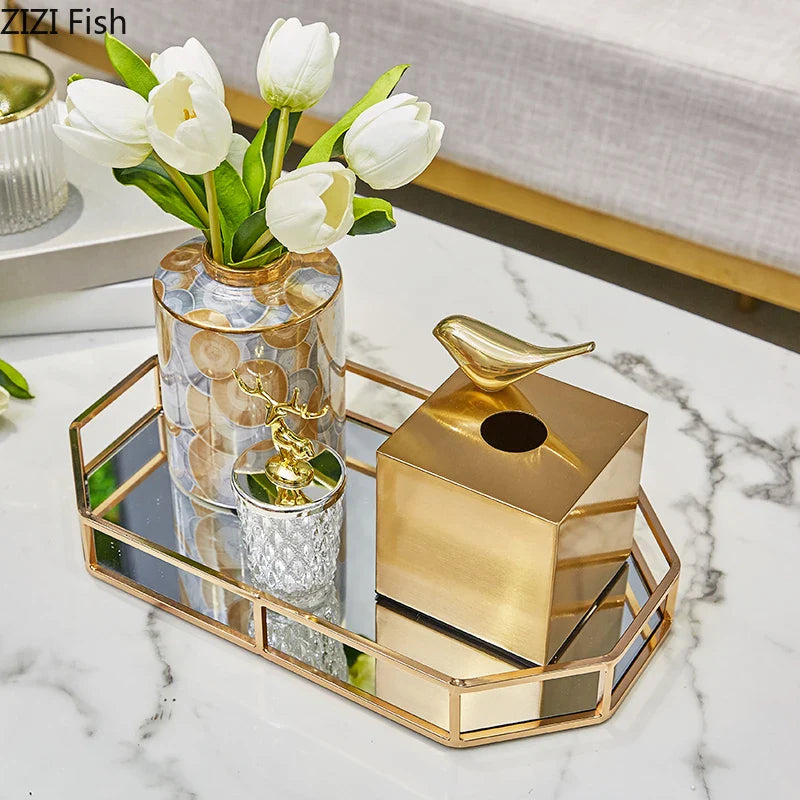 Afralia™ Brass Color Geometric Animal Tissue Box - Luxury Living Room Decor