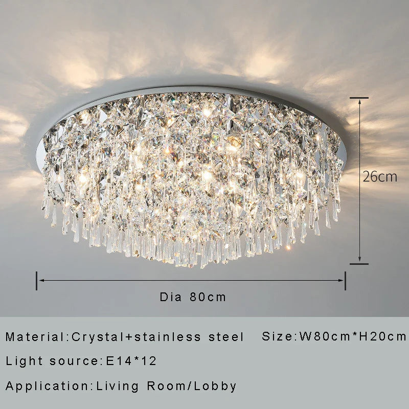 Afralia™ Crystal Luxury Chandelier: Dimmable LED Round Ceiling Light for Bedroom Living Room