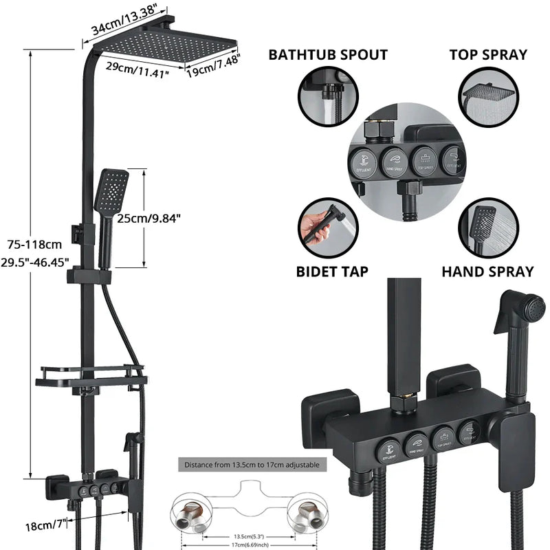 Afralia™ Rainfall Shower Faucet Set with Hand Spray & Bathtub Spout