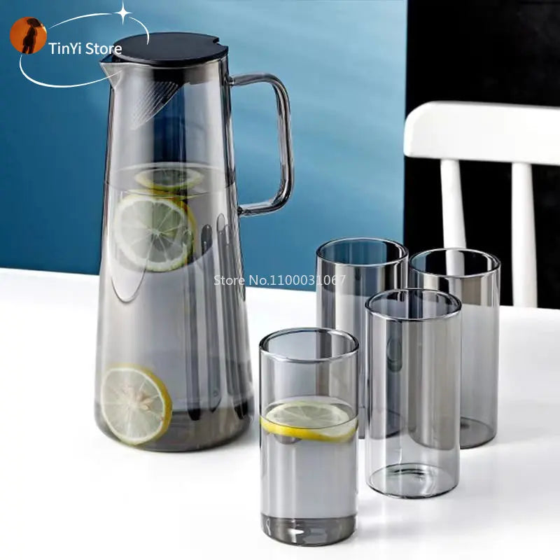 Afralia™ Glass Water Pitcher with Handle, Heat-Resistant Tea Pot, Large Capacity Juice Jug