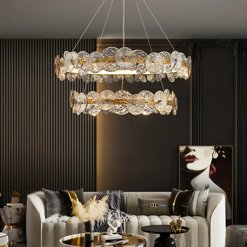 Afralia™ Lotus Leaf LED Chandeliers for Living Room Bedroom Dining Table Kitchen Lighting Fixtures