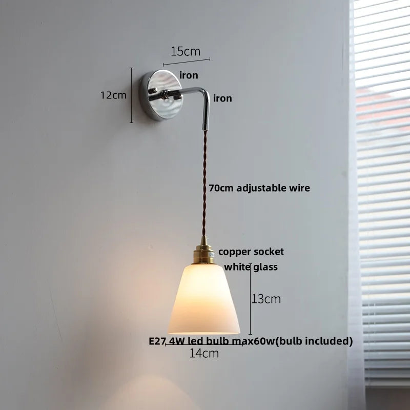 Afralia™ LED Glass Wall Light Fixture Bedroom Aisle Study Modern Adjustable Bedside Lamp