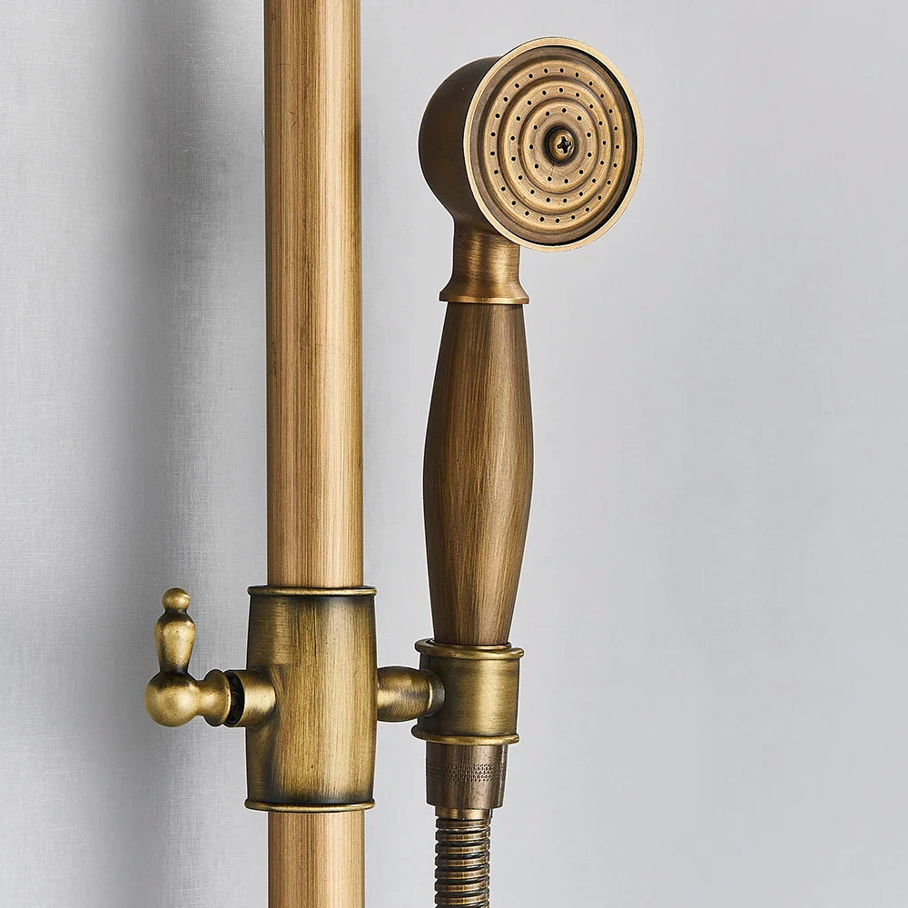 Afralia™ Brass Handheld Rainfall Shower Wall-mounted Hot Cold Water Mixer System