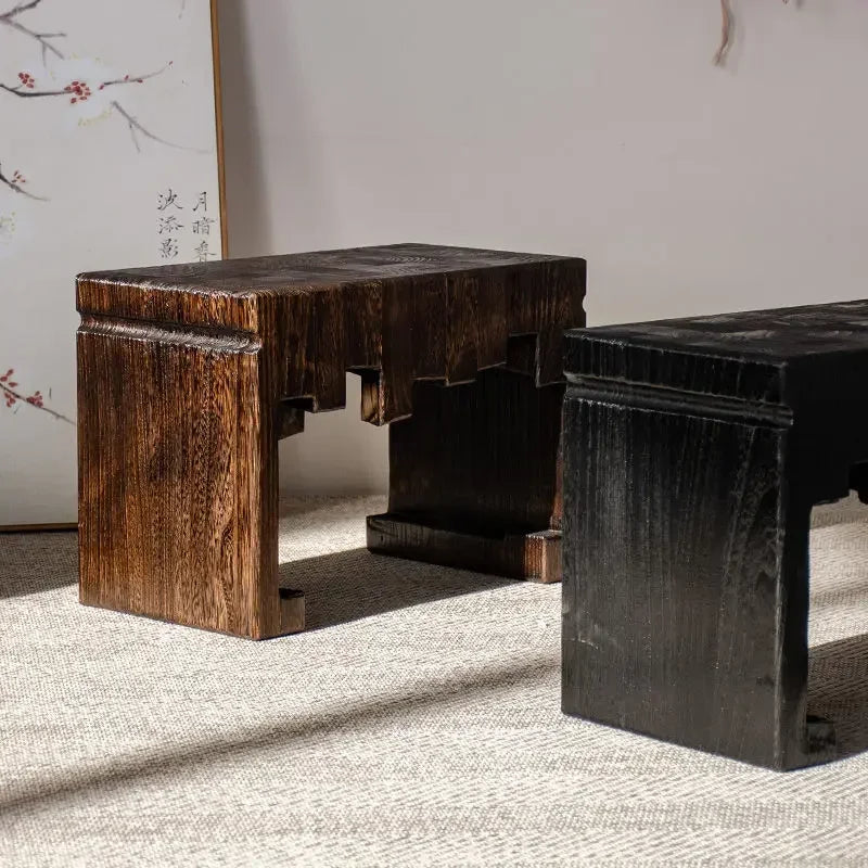 Afralia™ Mountain Shape Low Stool: Solid Wood, Minimalist, Versatile Footrest, Coffee Table