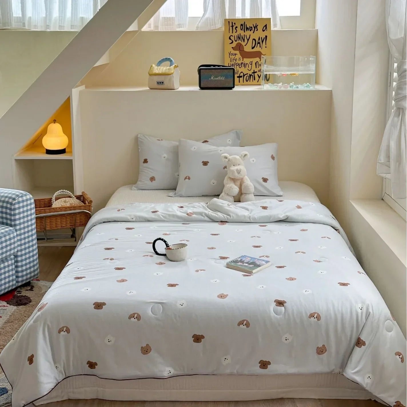 Afralia™ Cartoon Patchwork Summer Cooling Blanket Lightweight Air Condition Comforter