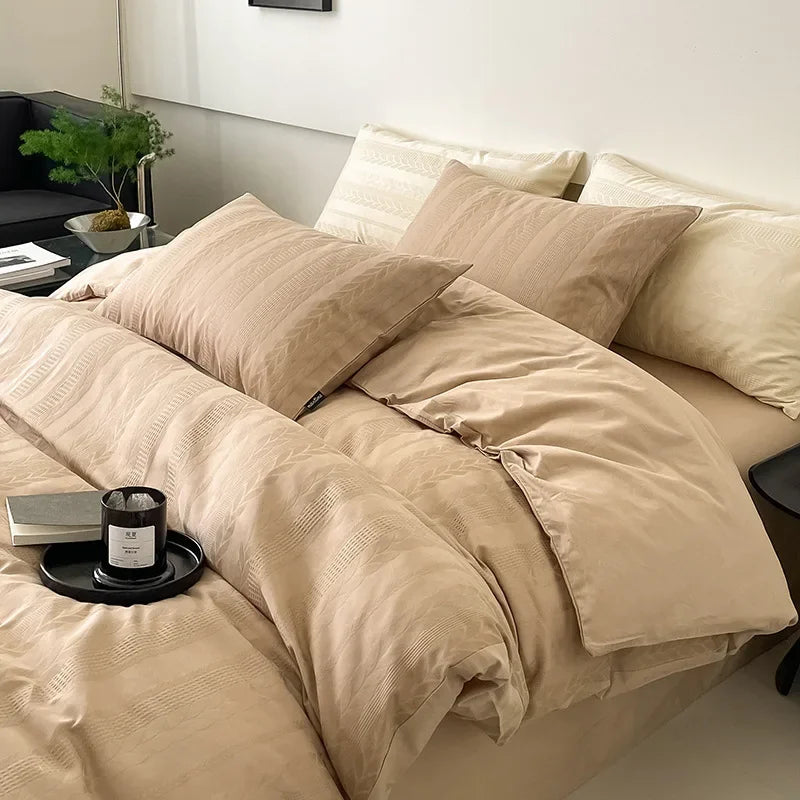 Afralia™ Jacquard Cotton Bedding Set for Queen King Size - Skin Friendly Comforter Cover