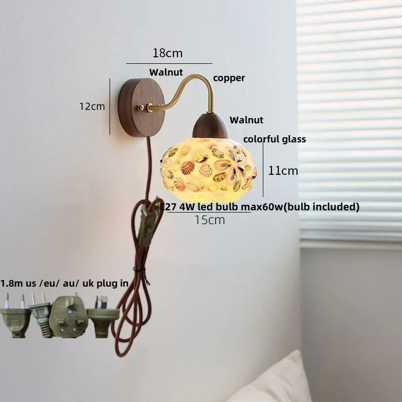Afralia™ Tiffany Style Glass LED Wall Light with Colorful Shell Design
