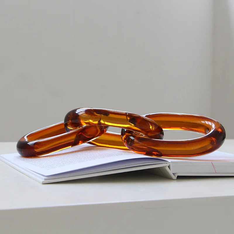 Afralia™ Glass Handcrafted Chain Buckles: Transparent, Colored, Handmade Rope Decor for Home Accessories