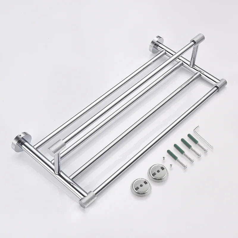 Afralia™ Stainless Steel Bathroom Hardware Set: Towel Rack, Toilet Paper Holder, Towel Bar, Hook