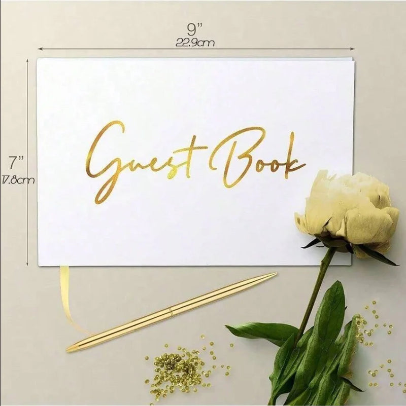 Afralia™ Guest Book & Pen Set - Elegant 9"x7" Wedding Message Notebook