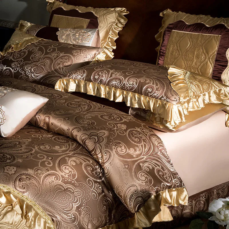 Afralia™ 200S Embroidery Egyptian Cotton Bedding Set - Queen King Linens