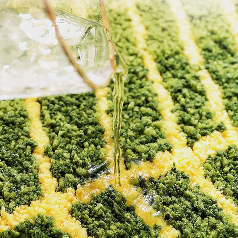 Afralia™ Flocked Leaf Bathroom Rug Thicken Super Absorbent Anti-Slip Bath Mat