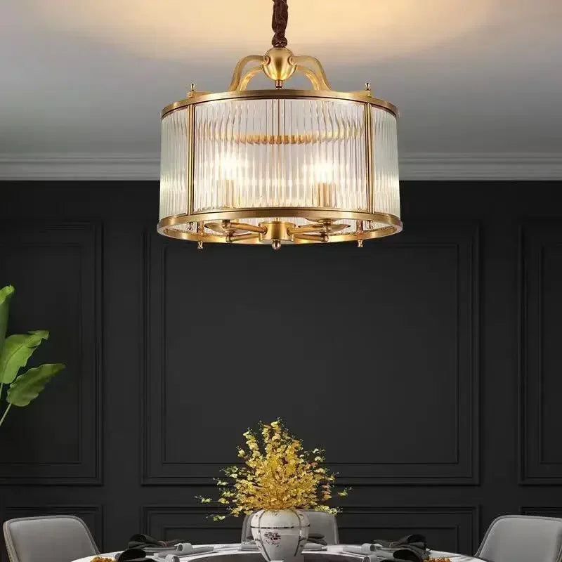 Afralia™ Glass Chandelier: Golden Copper Luxury Ceiling Pendant Light Fixture for Living Room