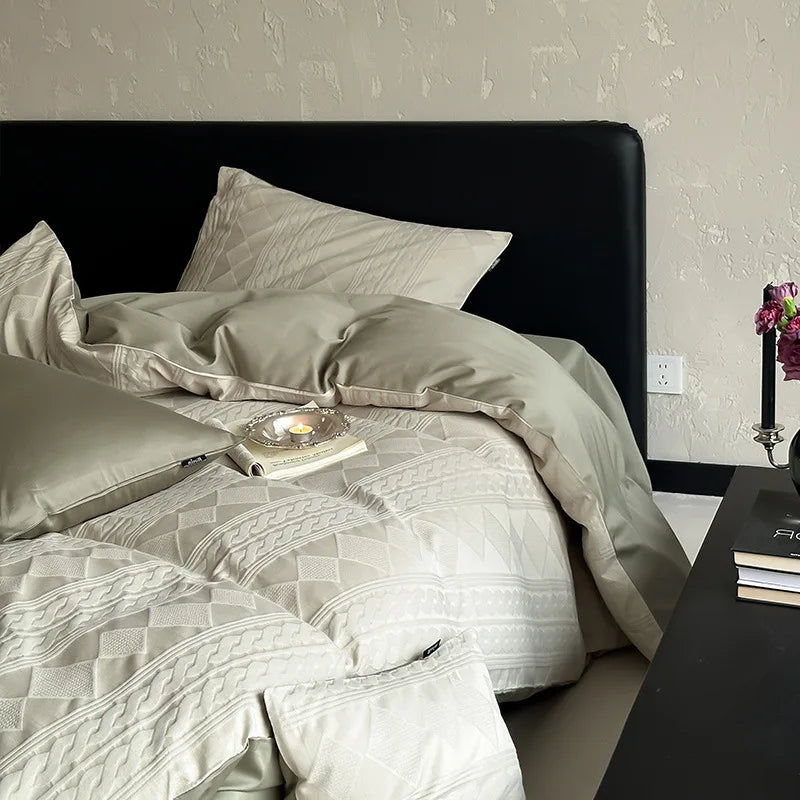 Afralia™ Luxury 100S Pure Cotton Jacquard Bedding Sets for Adults and Children