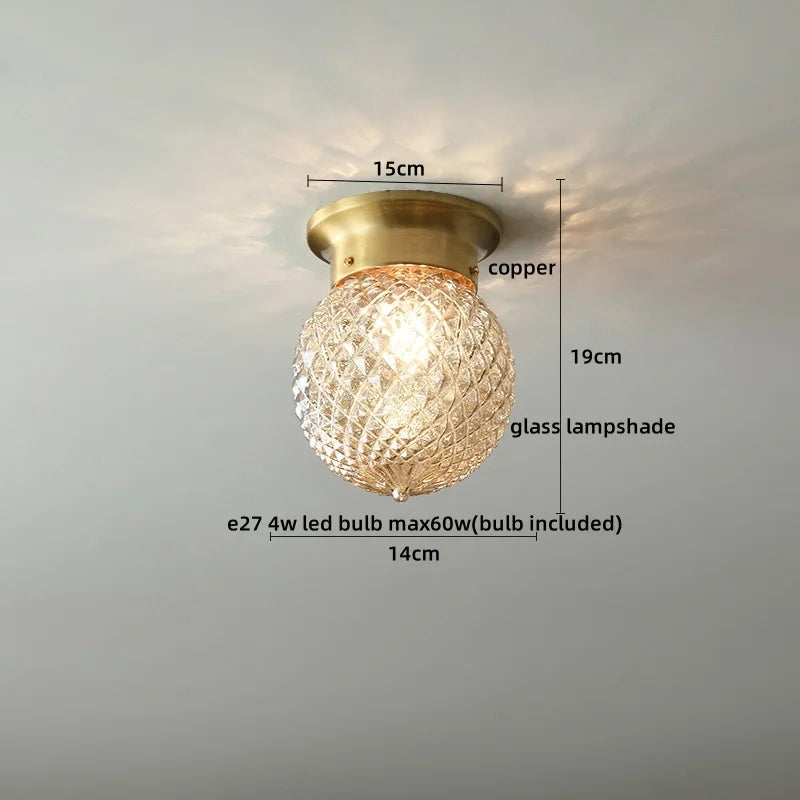 Afralia™ Copper Glass Ball LED Ceiling Light - Modern Style Indoor Lighting Fixtures