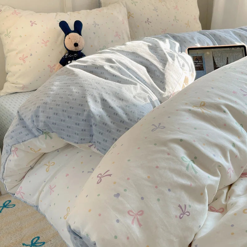 Afralia™ Cartoon Pattern 100% Cotton Bedding Set - Single Double Size Soft Fitted Sheet, Cozy & Breathable