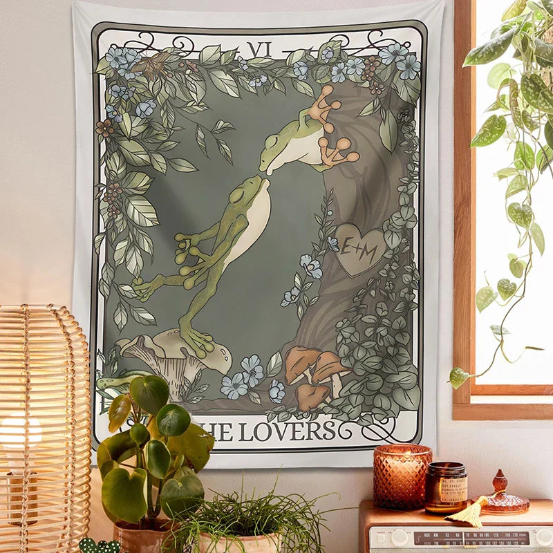 Afralia™ Frog Lover Tarot Tapestry: Cute Boho Room Decor & Bedroom Wall Hanging