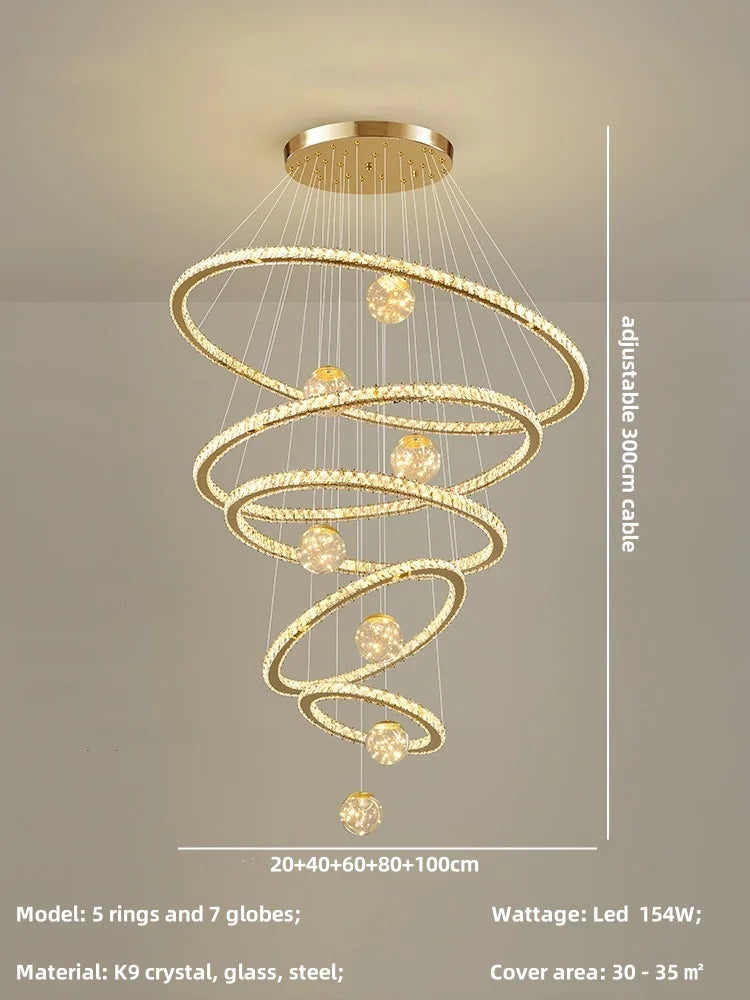 Afralia™ Modern LED Pendant Lights Chandelier for Foyer, Villa, and Stairs