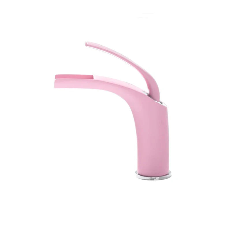 Afralia™ Pink Love Waterfall Bathroom Faucet Basin Mixer Tap Hot Cold Brass Faucet