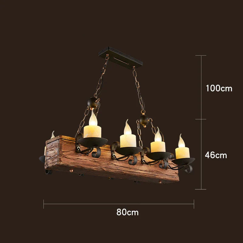 Afralia™ Vintage Wood E27 LED Ceiling Chandelier Luminaires