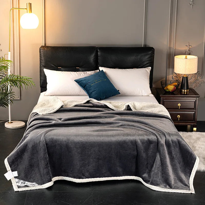Afralia™ Double-Layer Velvet Sofa Blanket: Luxuriously Warm & Skin-Friendly