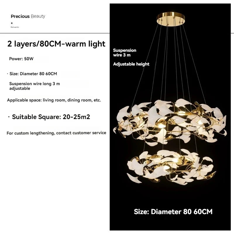 Afralia™ Ginko Leaf Staircase Chandelier for Loft Stairway - Large Chandeliers for High Ceilings