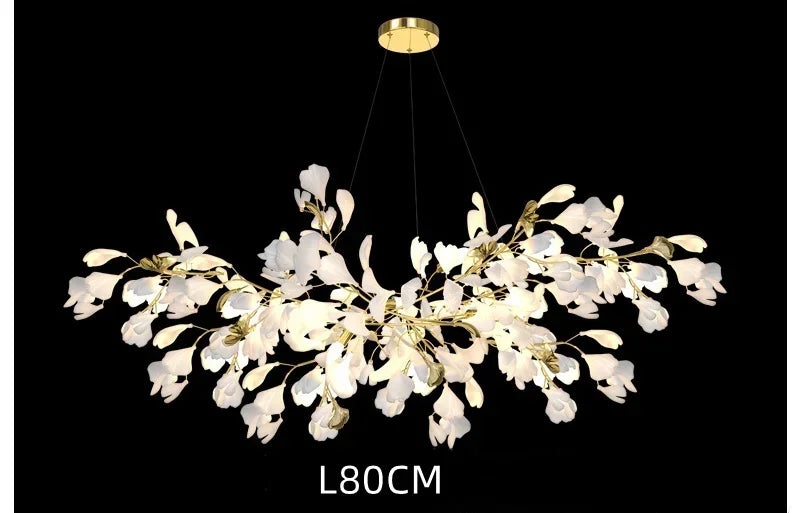 Afralia™ Ginkgo Chandelier Villa Duplex Pendant Light for Living Room & Hotel Lobby