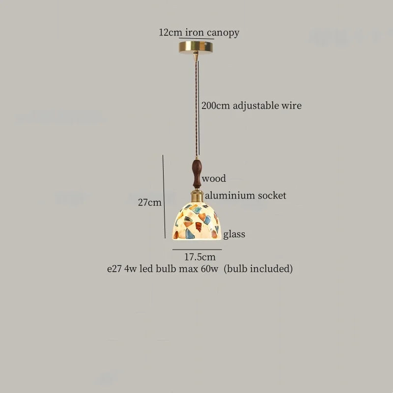 Afralia™ Green Glass LED Pendant Lights American Vintage Hanging Lamp