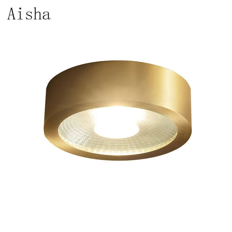 Afralia™ Copper LED Ceiling Light - Ultra-thin Nordic Design for Bedroom, Aisle, and Porch