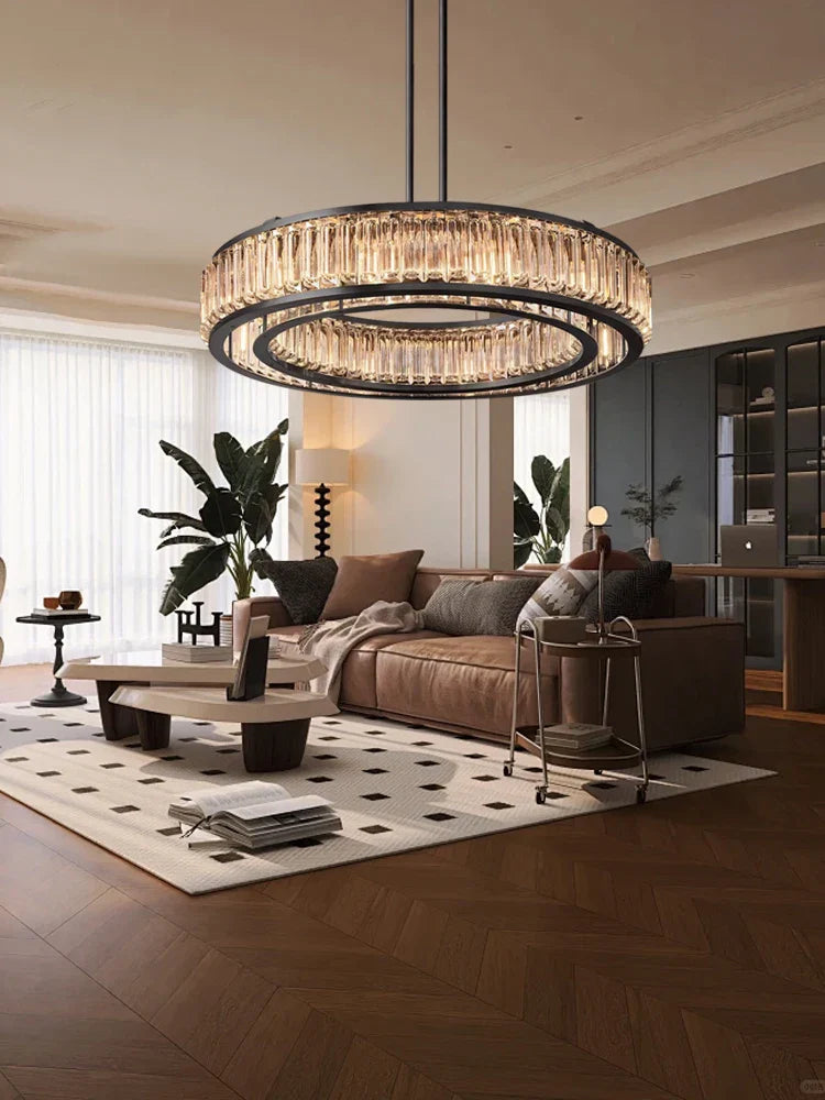 Afralia™ Gold Crystal Ceiling Chandelier LED Light Fixture for Luxury Home Decor