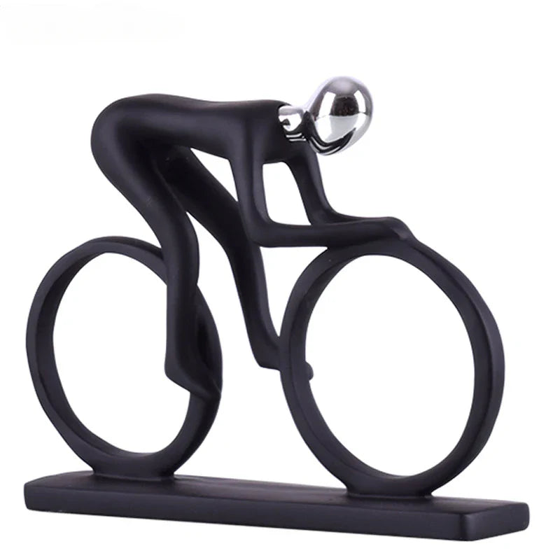 Afralia™ Abstract Resin Cyclist Statue Bike Rider Figurine for Office Living Room