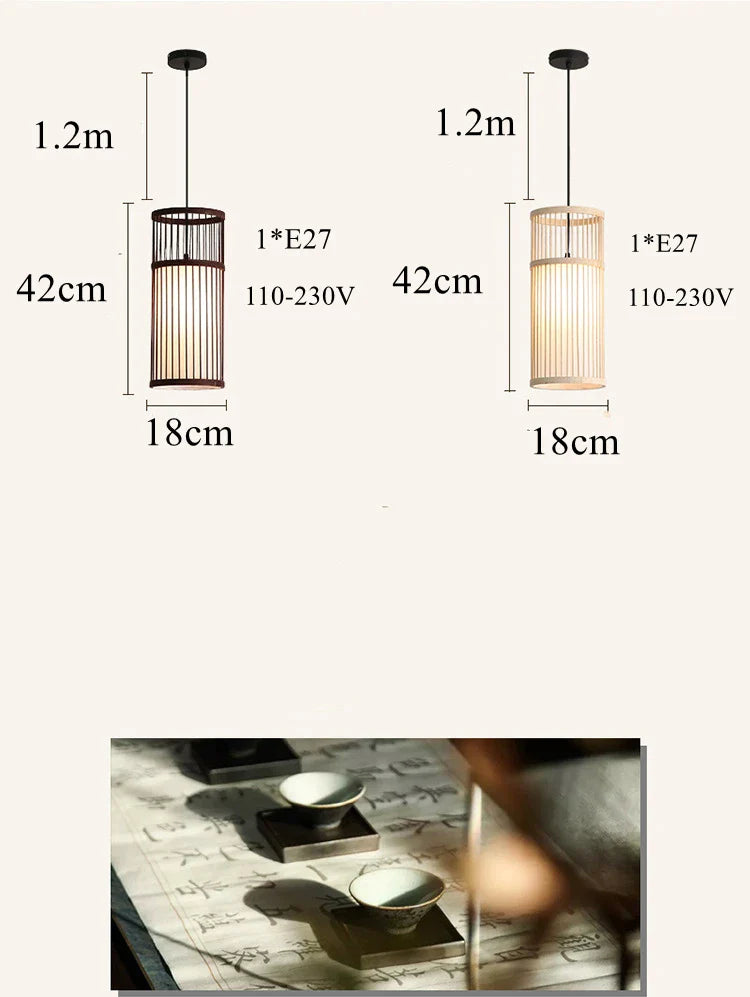 Afralia™ Bamboo Wooden Pendant Lamp E27 - Small Bar Pendant Lights